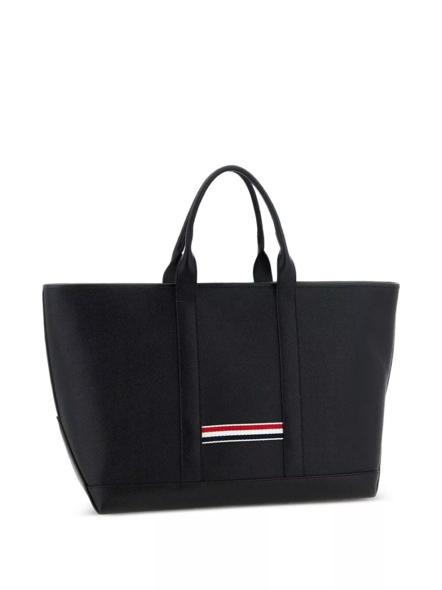 Thom Browne Borsa tote media in pelle, view 4