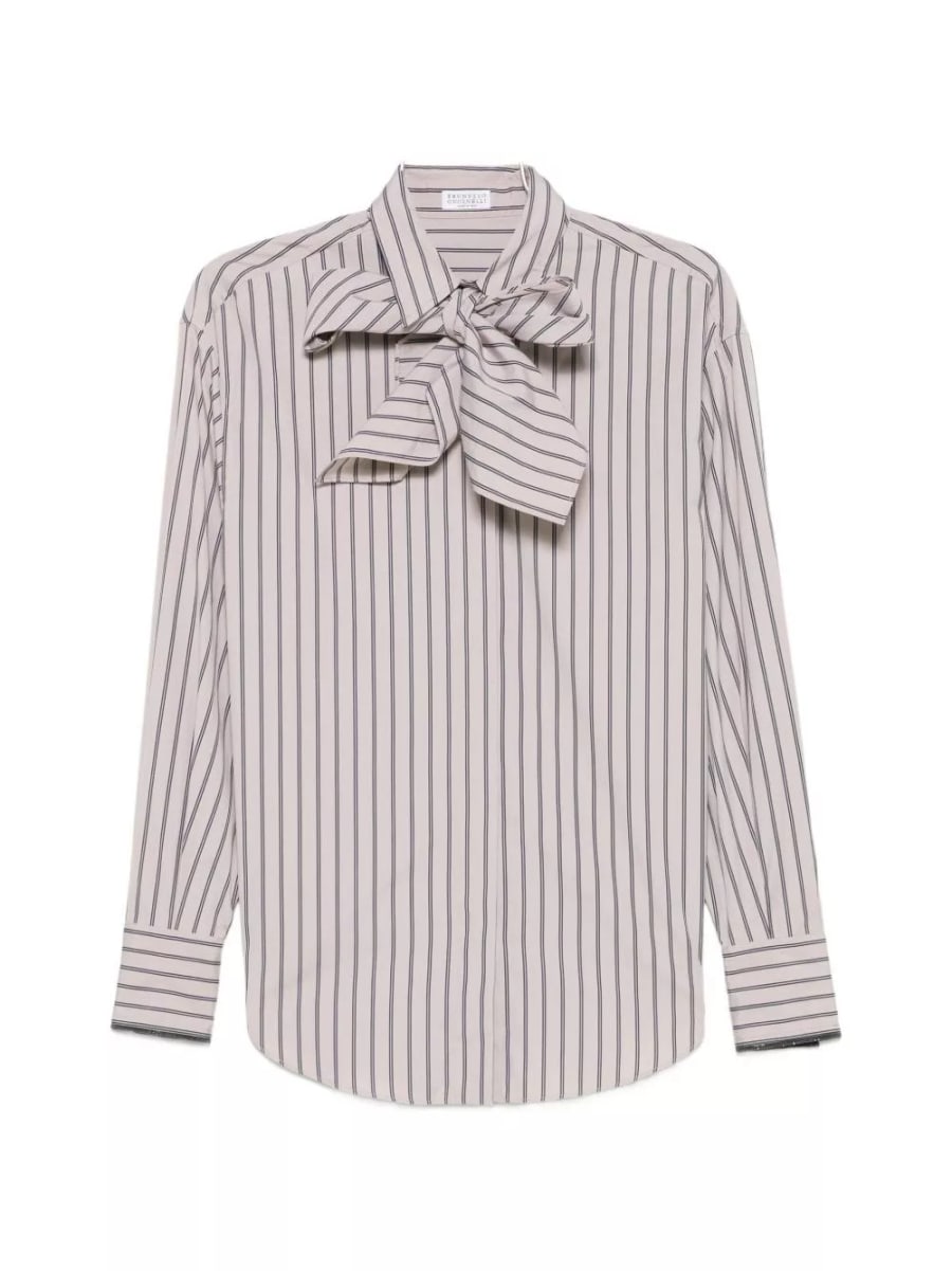 Brunello Cucinelli Camicia a righe in cotone