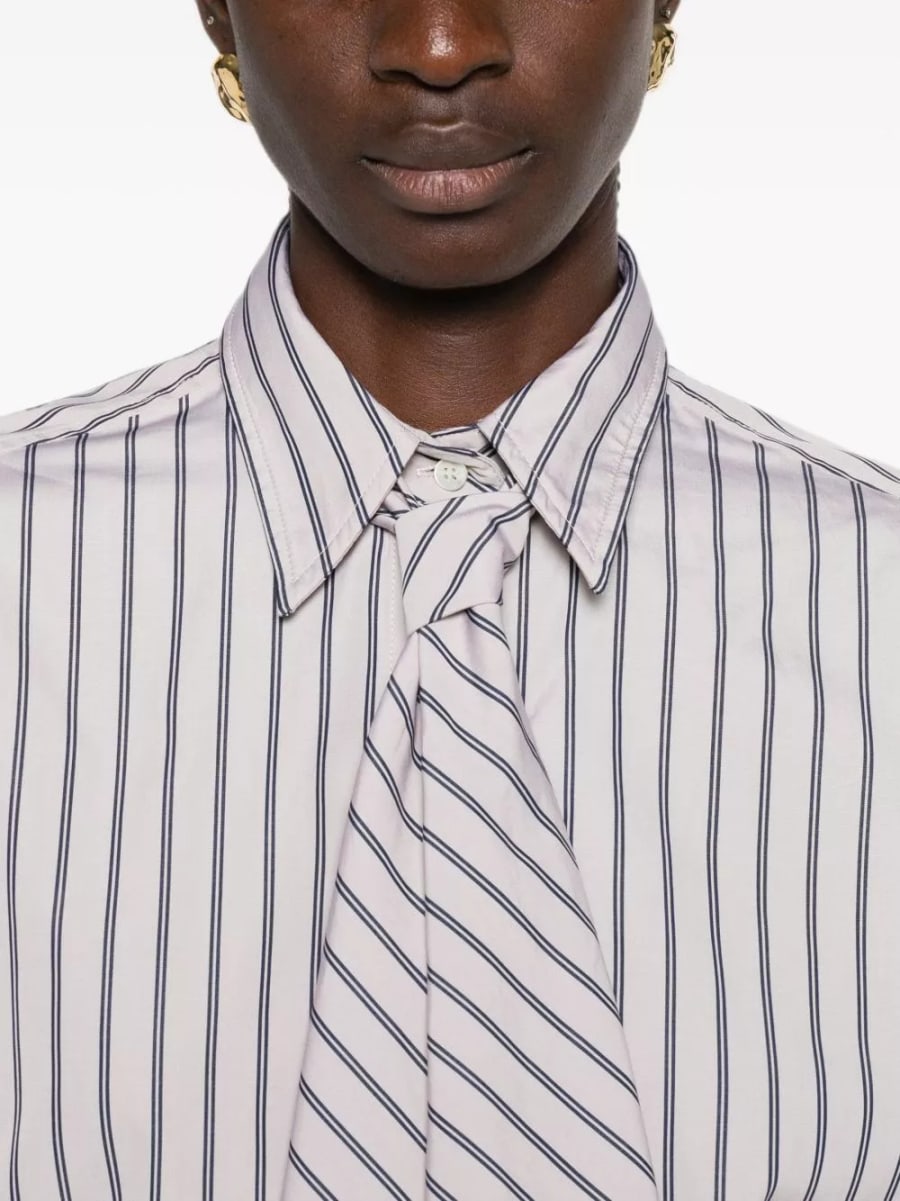 Brunello Cucinelli Camicia a righe in cotone, view 4
