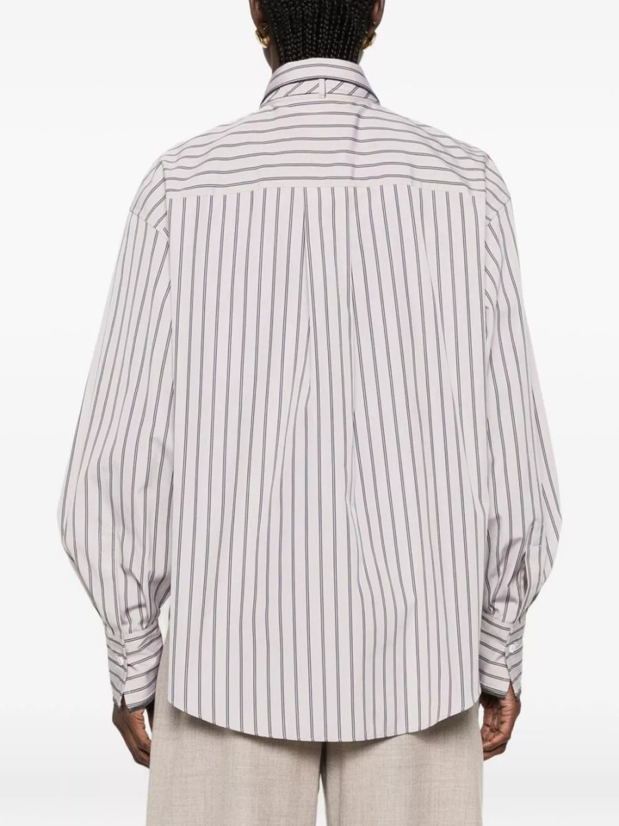 Brunello Cucinelli Camicia a righe in cotone, view 5