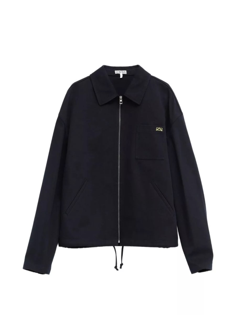 Loewe giacca con zip ricamata logo
