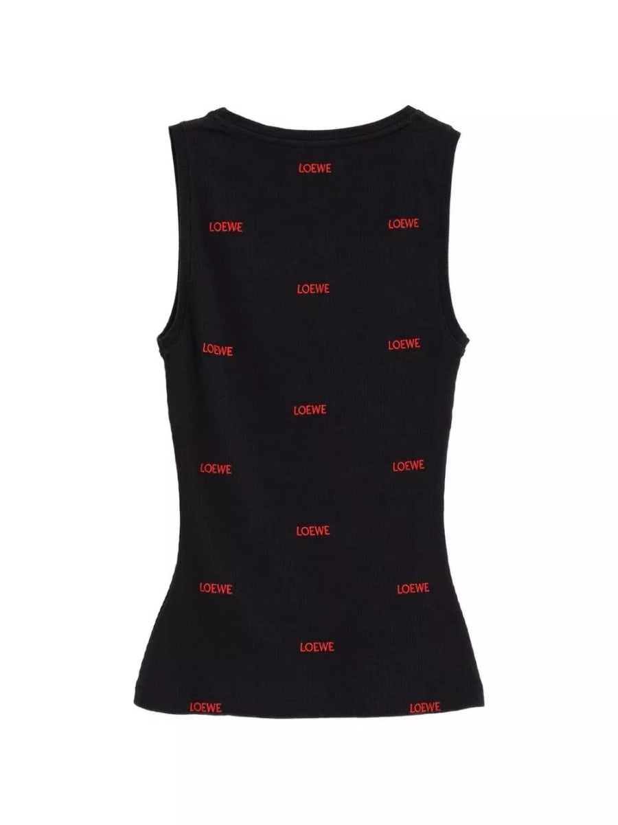 Loewe Top in cotone con logo, view 3