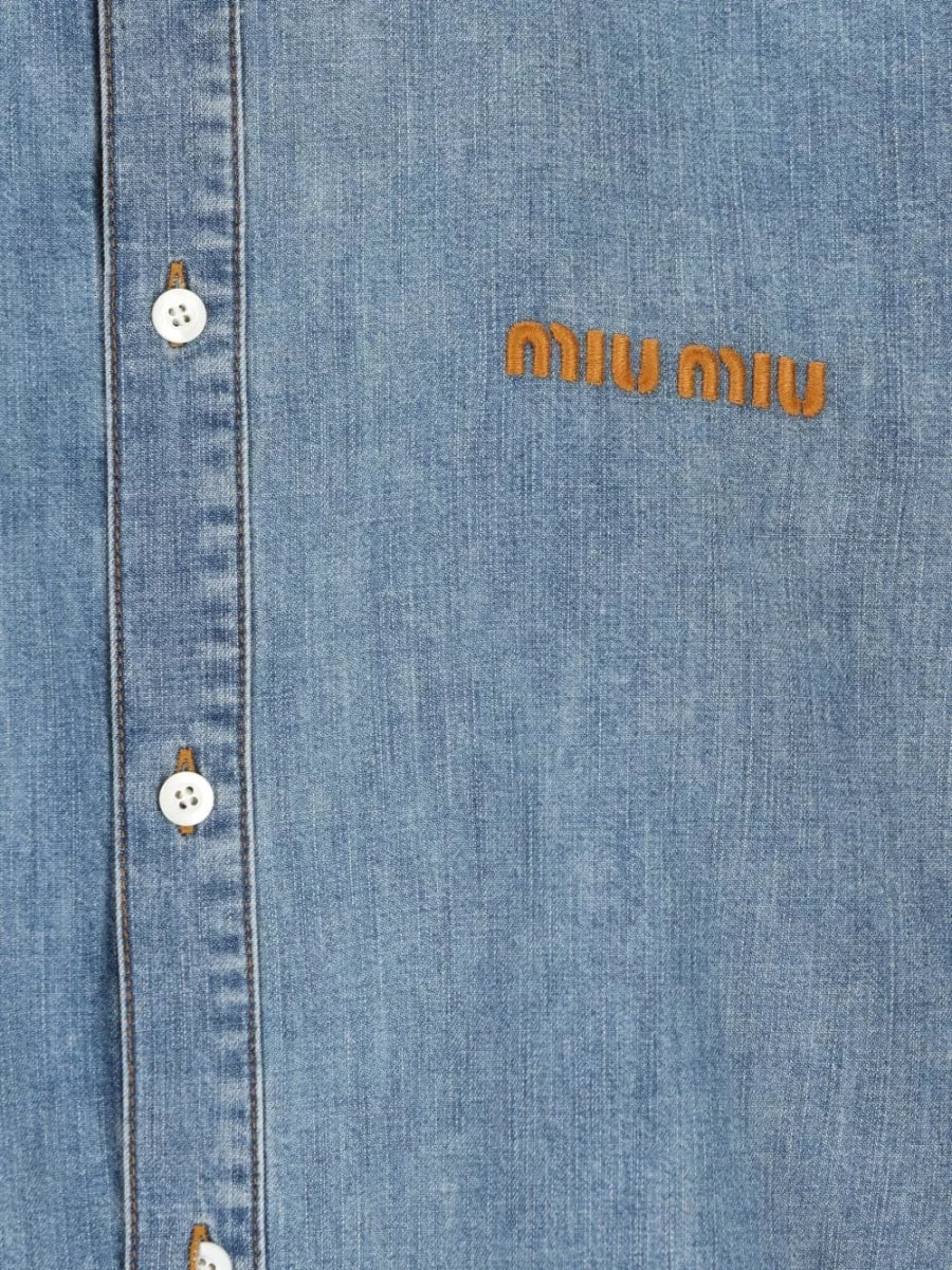 Miu Miu Camicia in cotone logo, view 2