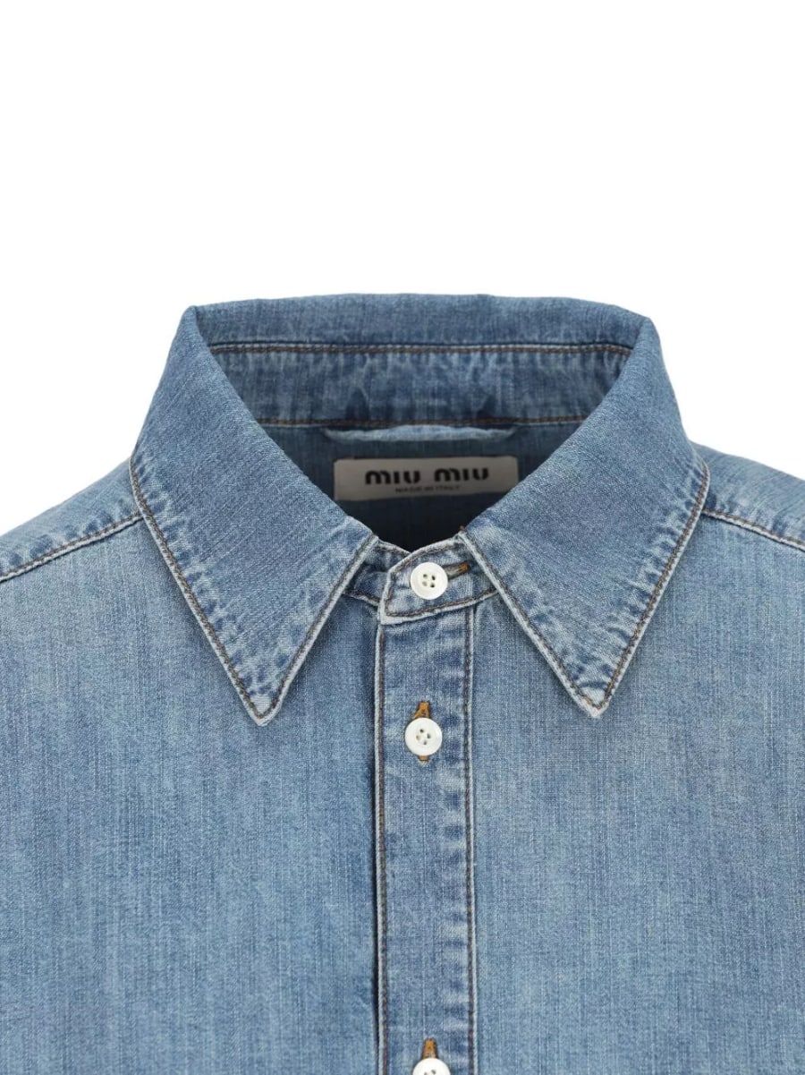 Miu Miu Camicia in cotone logo, view 4