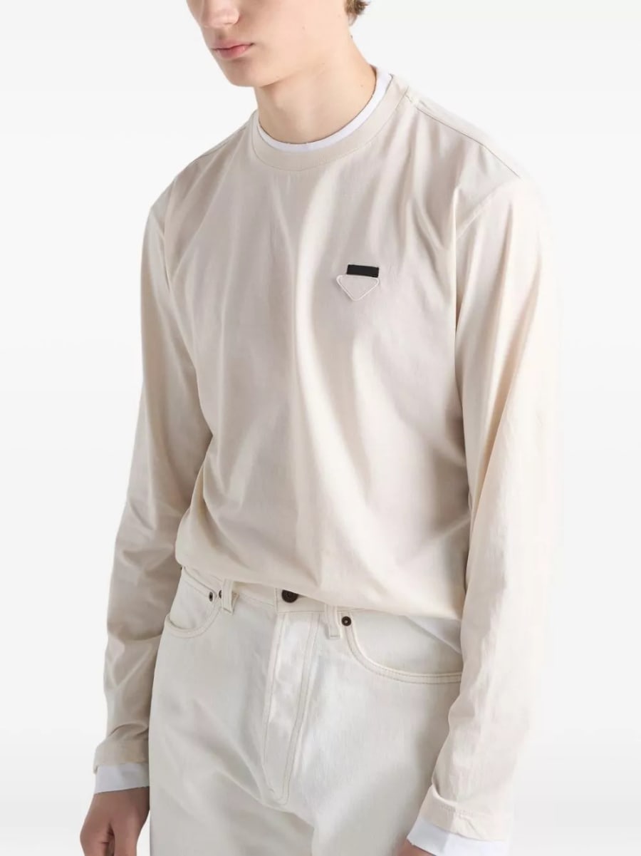 Prada logo t-shirt in cotone, view 3