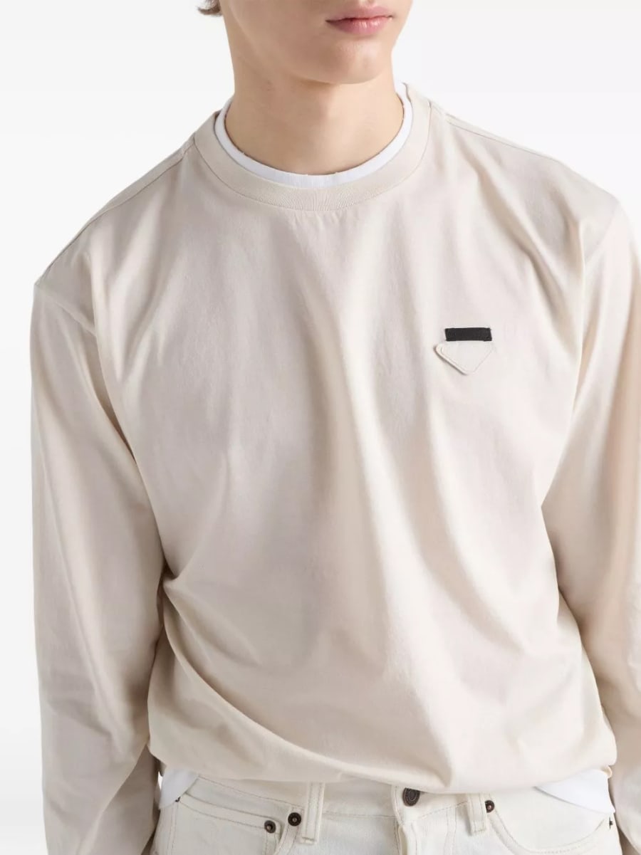 Prada logo t-shirt in cotone, view 5