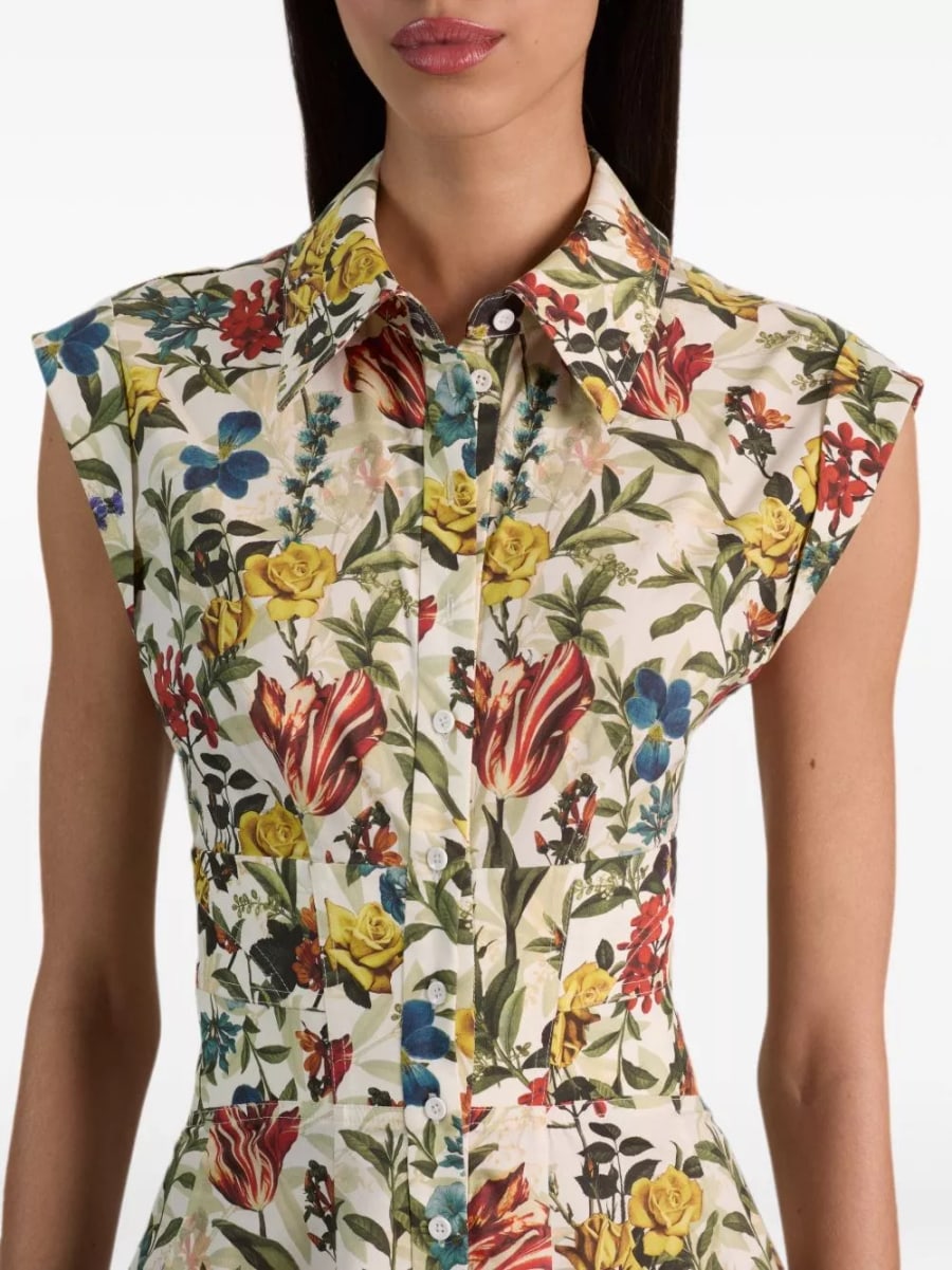 Alice+olivia Abito mini in cotone stampato, view 2
