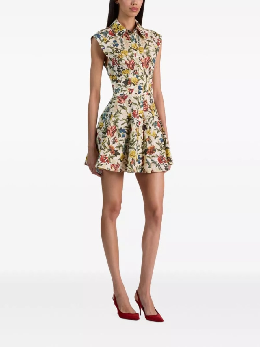 Alice+olivia Abito mini in cotone stampato, view 4
