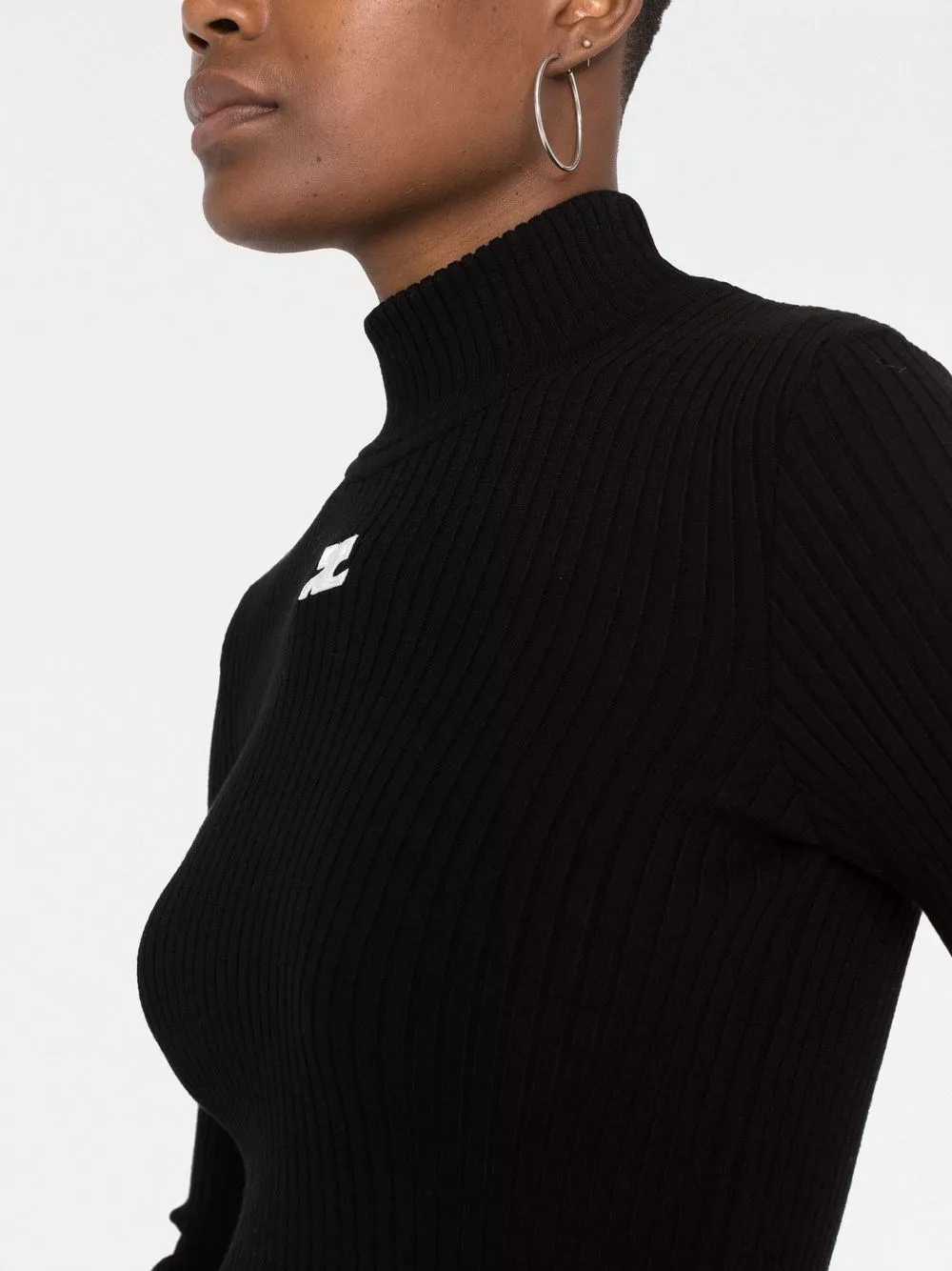 Courrèges Maglione a collo alto in maglia con logo, view 2