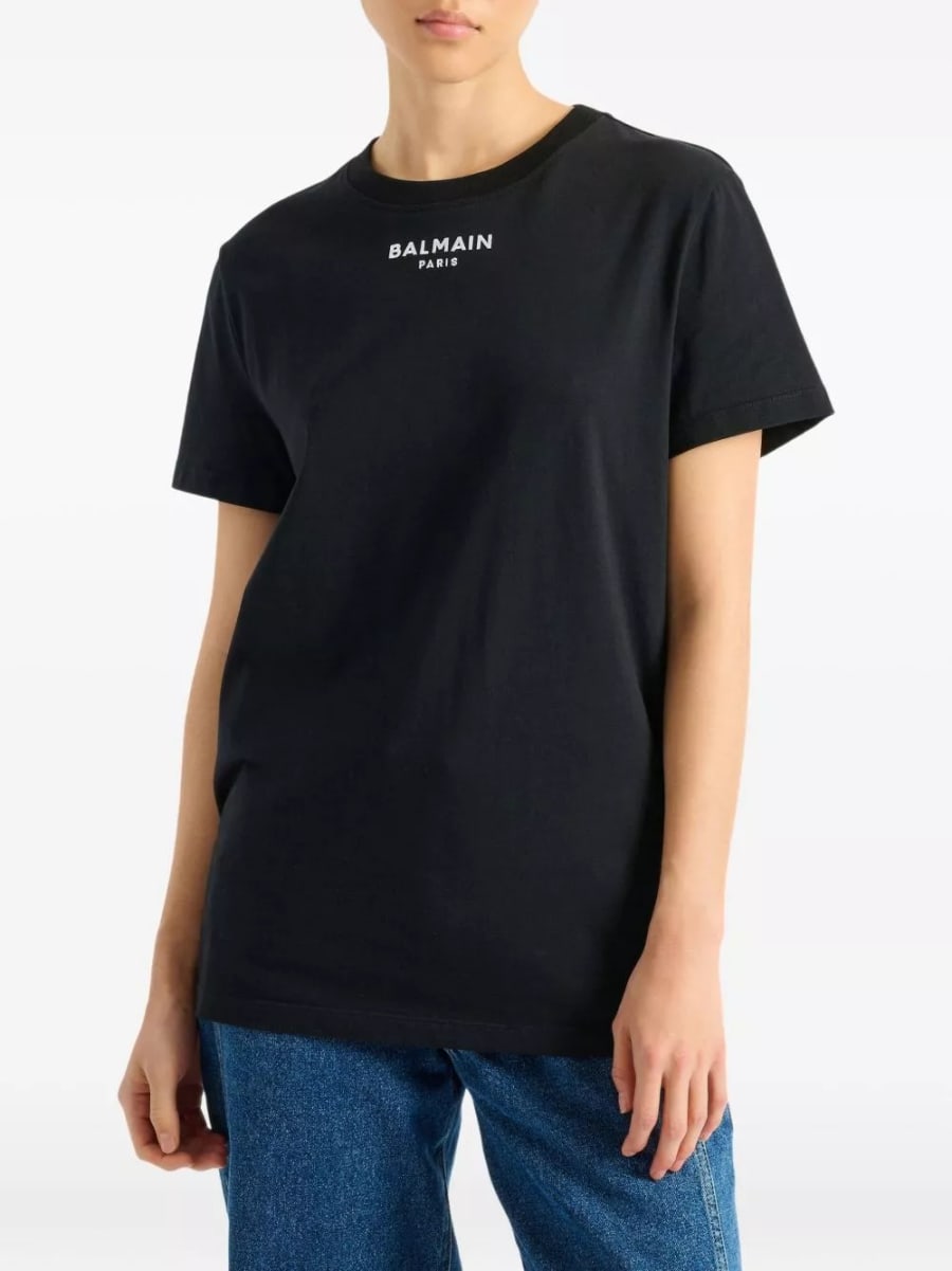 Balmain T-shirt in cotone con logo, view 6
