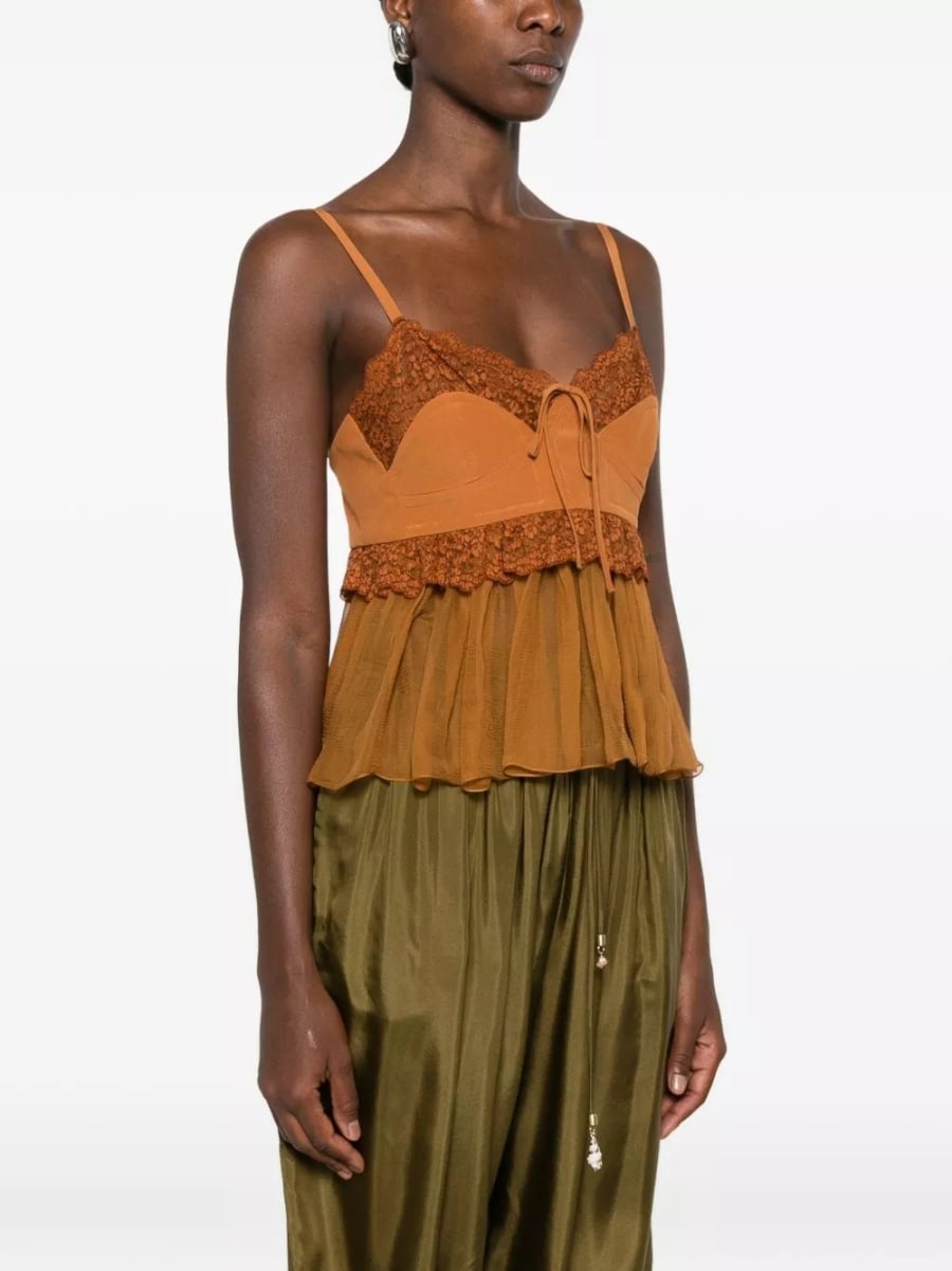 Chloé Top in seta con pizzo, view 4