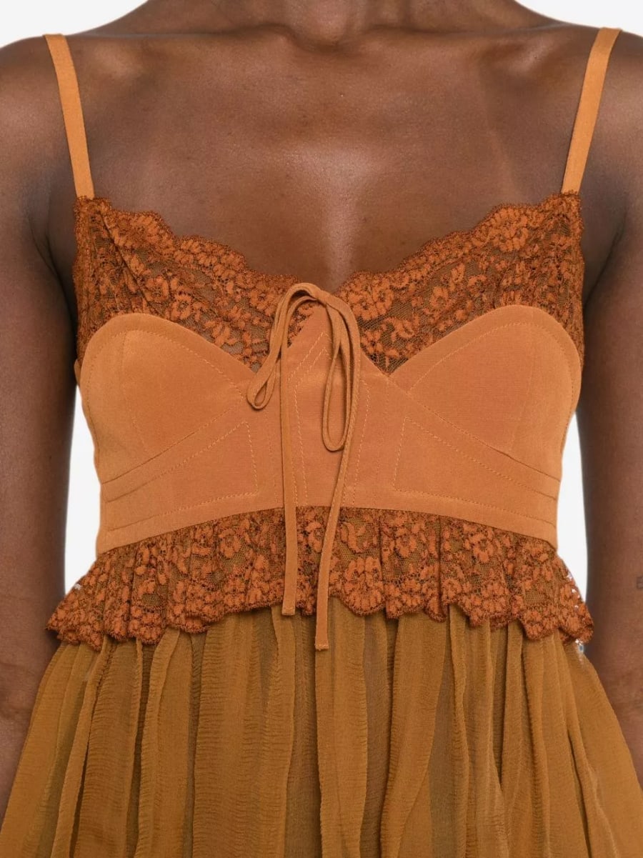 Chloé Top in seta con pizzo, view 5