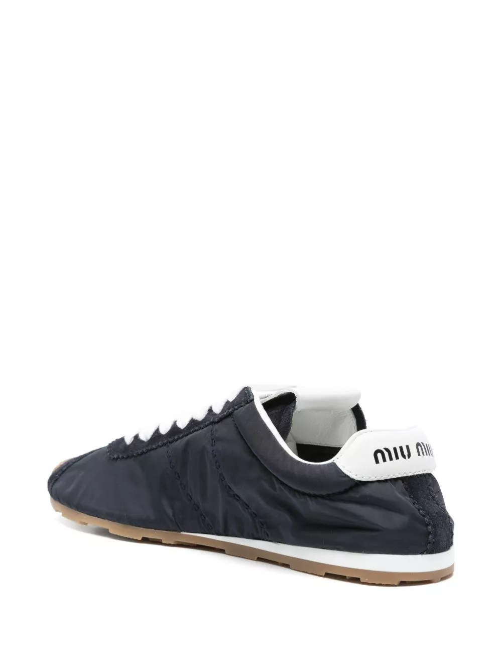 Miu Miu Sneakers in nylon e pelle Plume, view 2