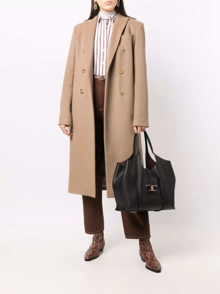 Tod's Borsa shopping in pelle media, view 5