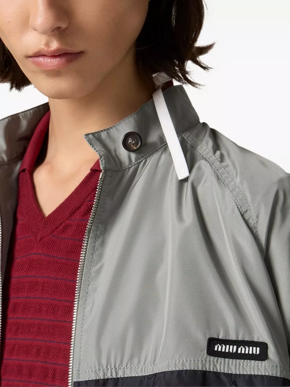 Miu Miu Giacca blouson in seta tecnica, view 2