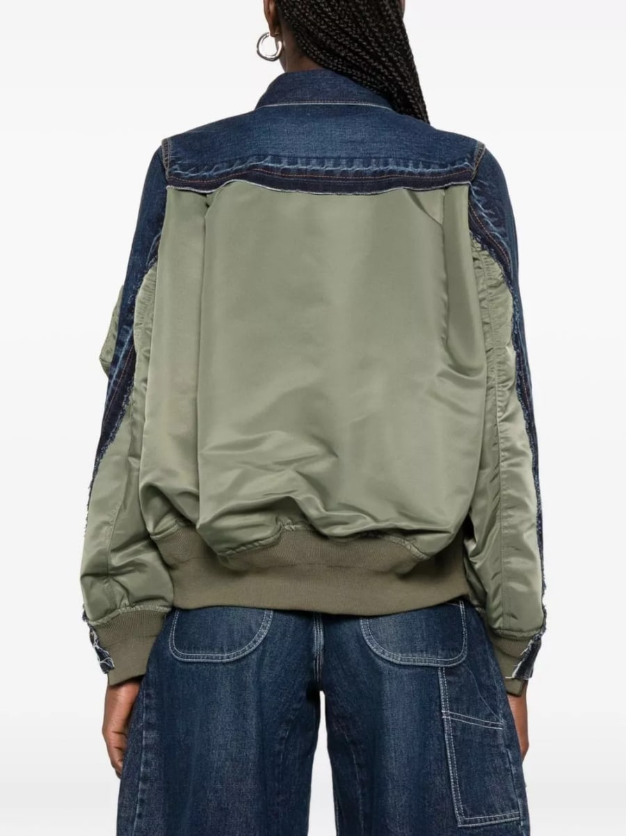 Sacai Giacca blouson in denim e nylon, view 4