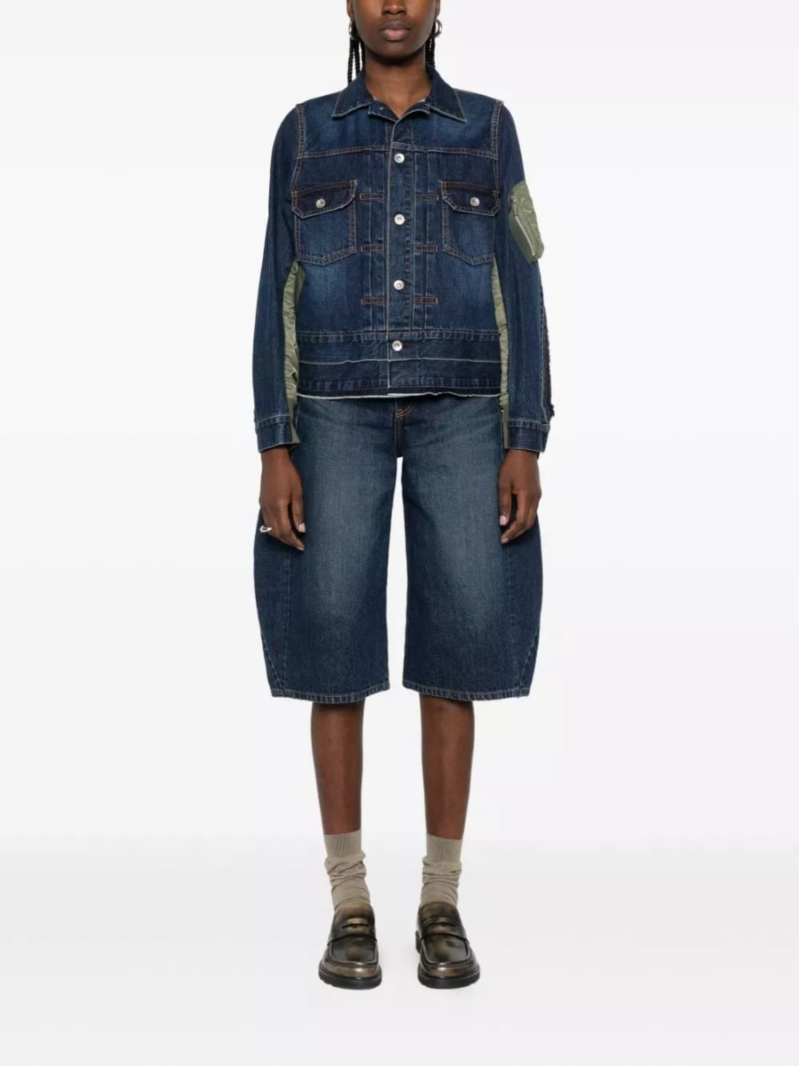 Sacai Giacca blouson in denim e nylon, view 5