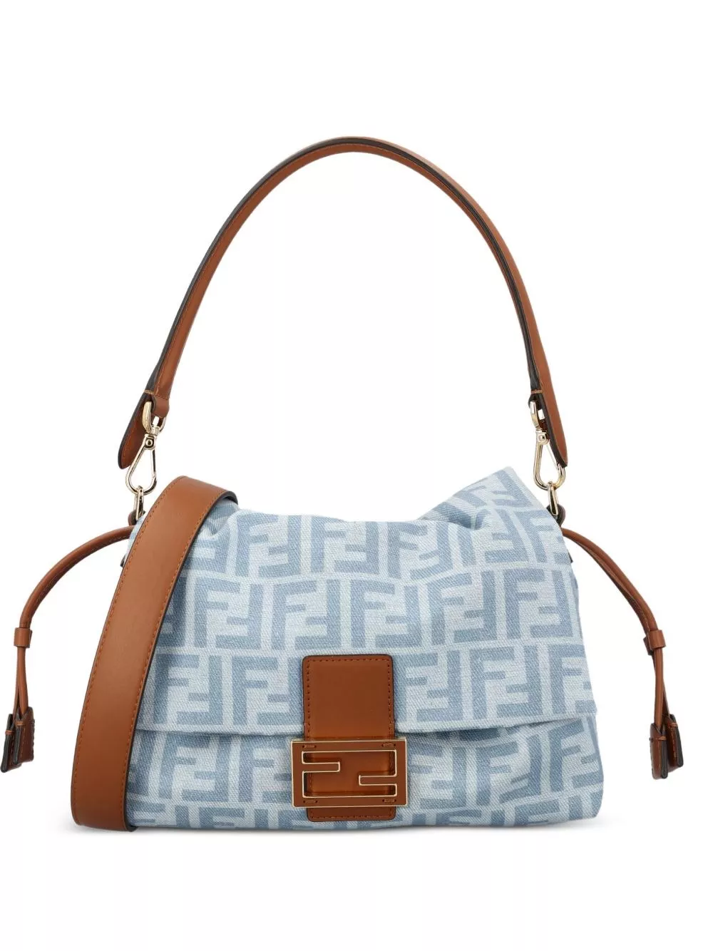 Fendi Borsa a spalla Mamma Baguette FF in denim