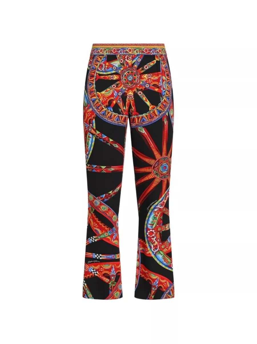 Dolce & Gabbana Pantaloni in seta con stampa Carretti