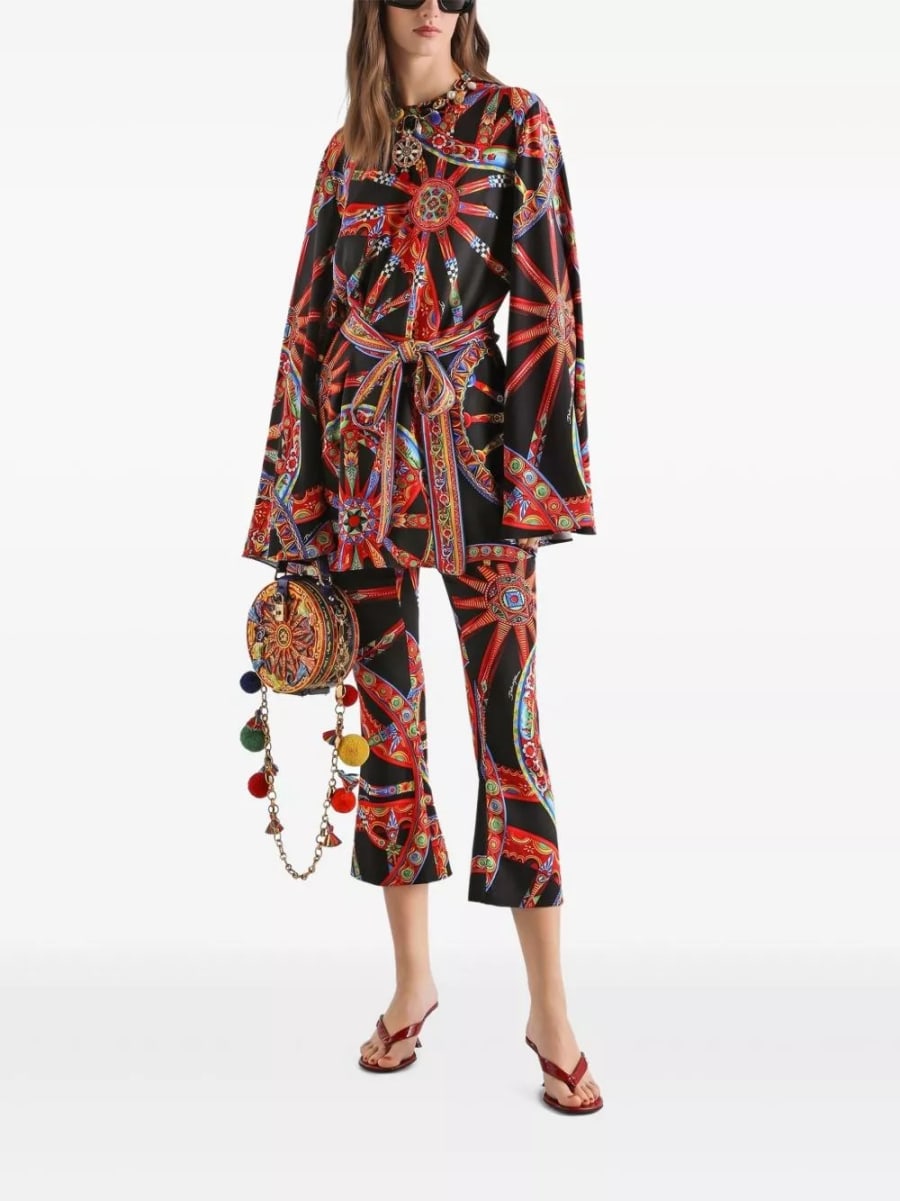 Dolce & Gabbana Pantaloni in seta con stampa Carretti, view 3