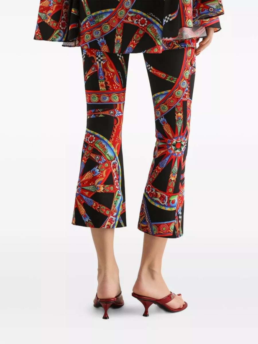Dolce & Gabbana Pantaloni in seta con stampa Carretti, view 4