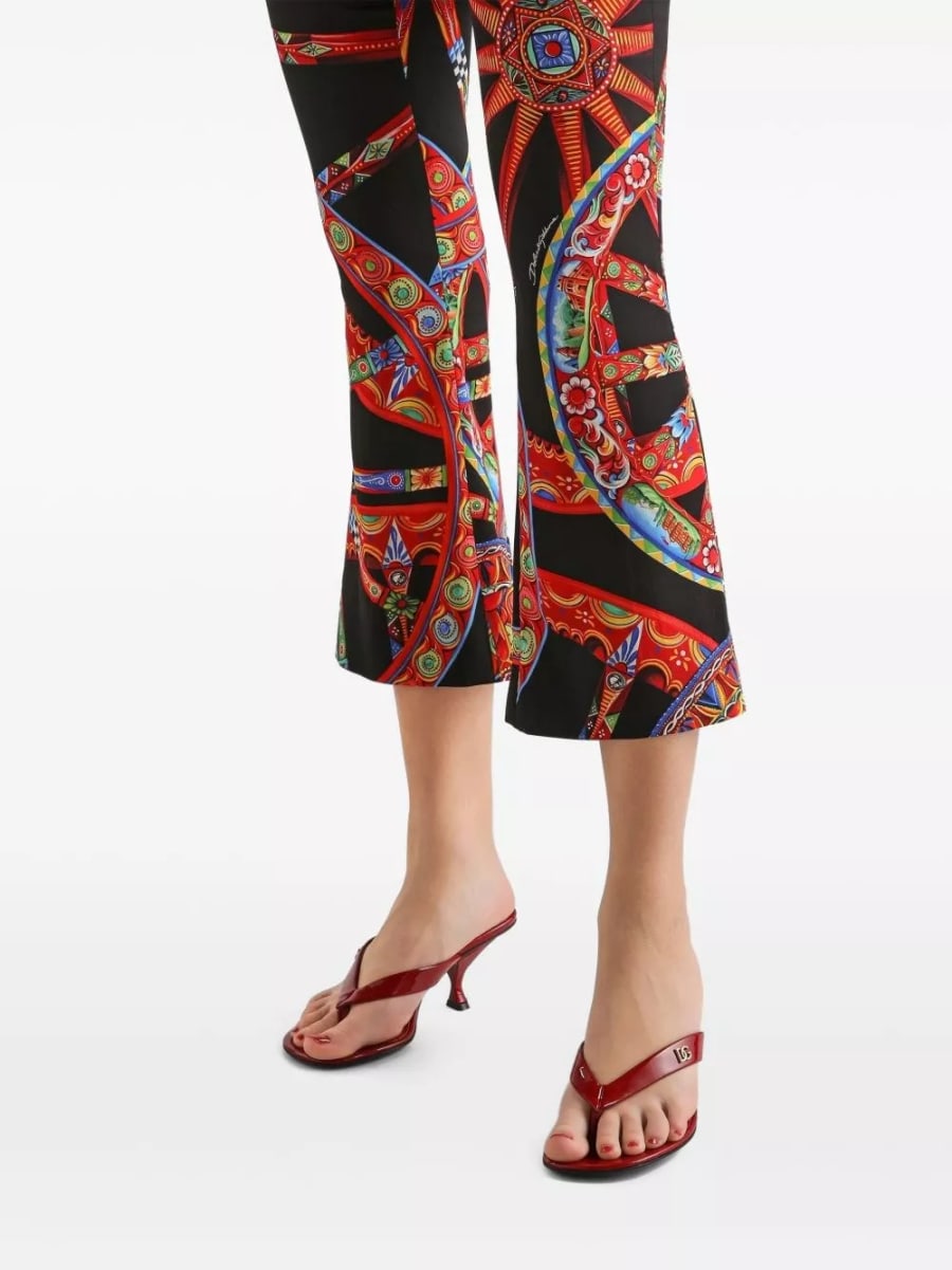 Dolce & Gabbana Pantaloni in seta con stampa Carretti, view 5