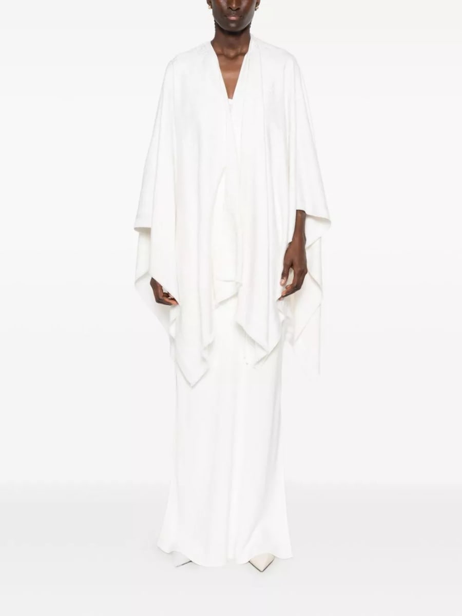 Fendi Poncho in lana e seta FF, view 3