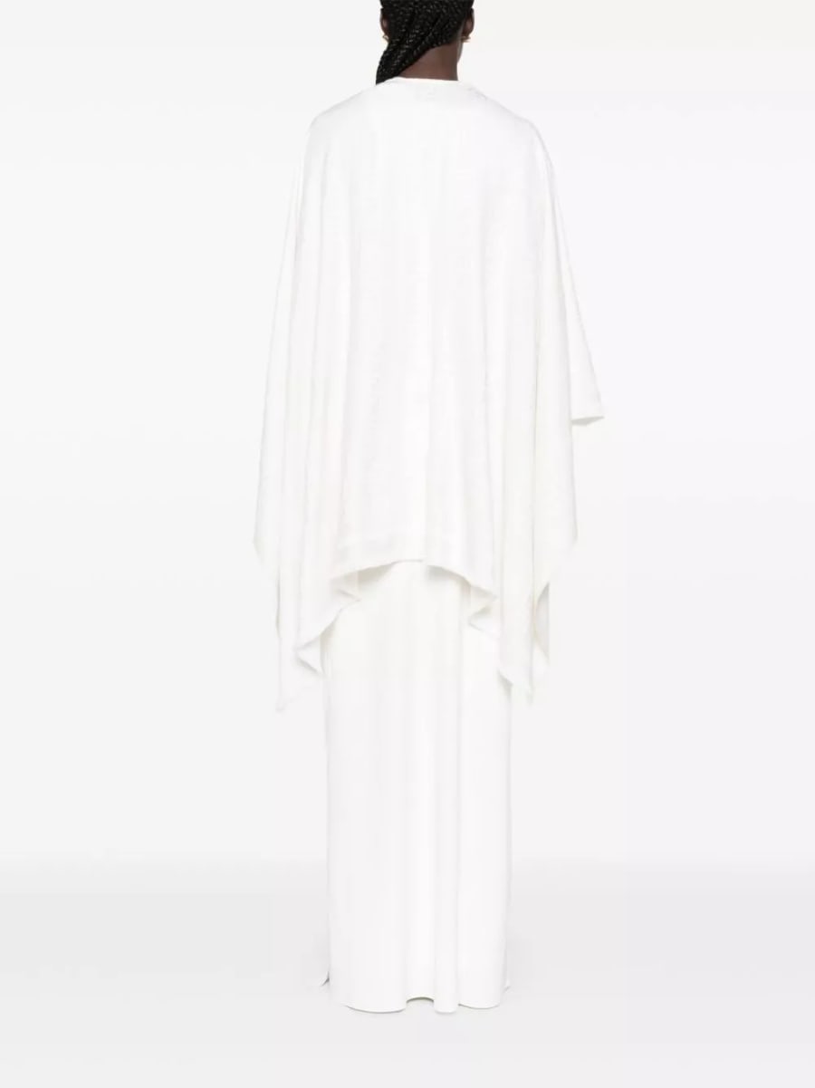Fendi Poncho in lana e seta FF, view 5