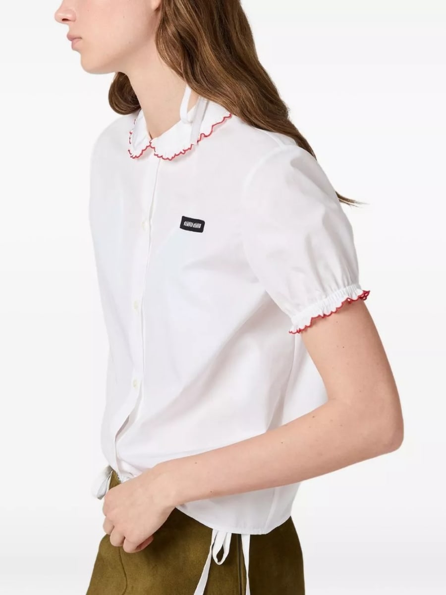 Miu Miu Camicia in cotone ricamata, view 5