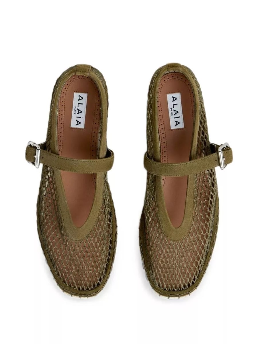 Alaïa Espadrillas in rete e pelle scamosciata, view 4