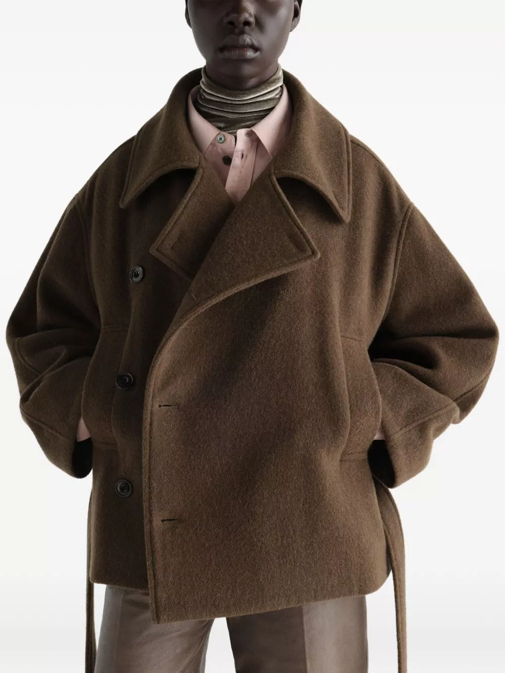 Lemaire Cappotto in lana con cintura, view 2