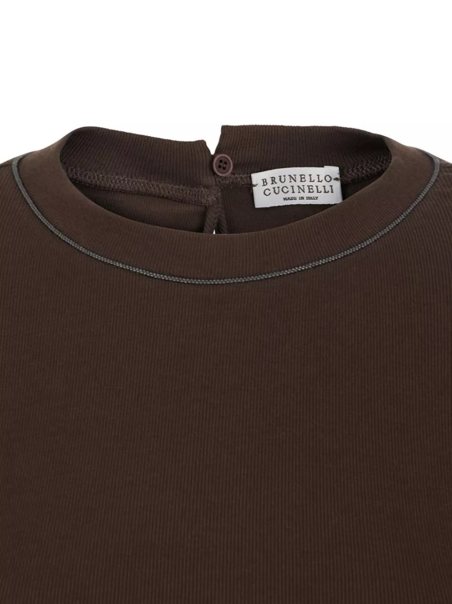 Brunello Cucinelli Maglione in cotone a girocollo, view 3
