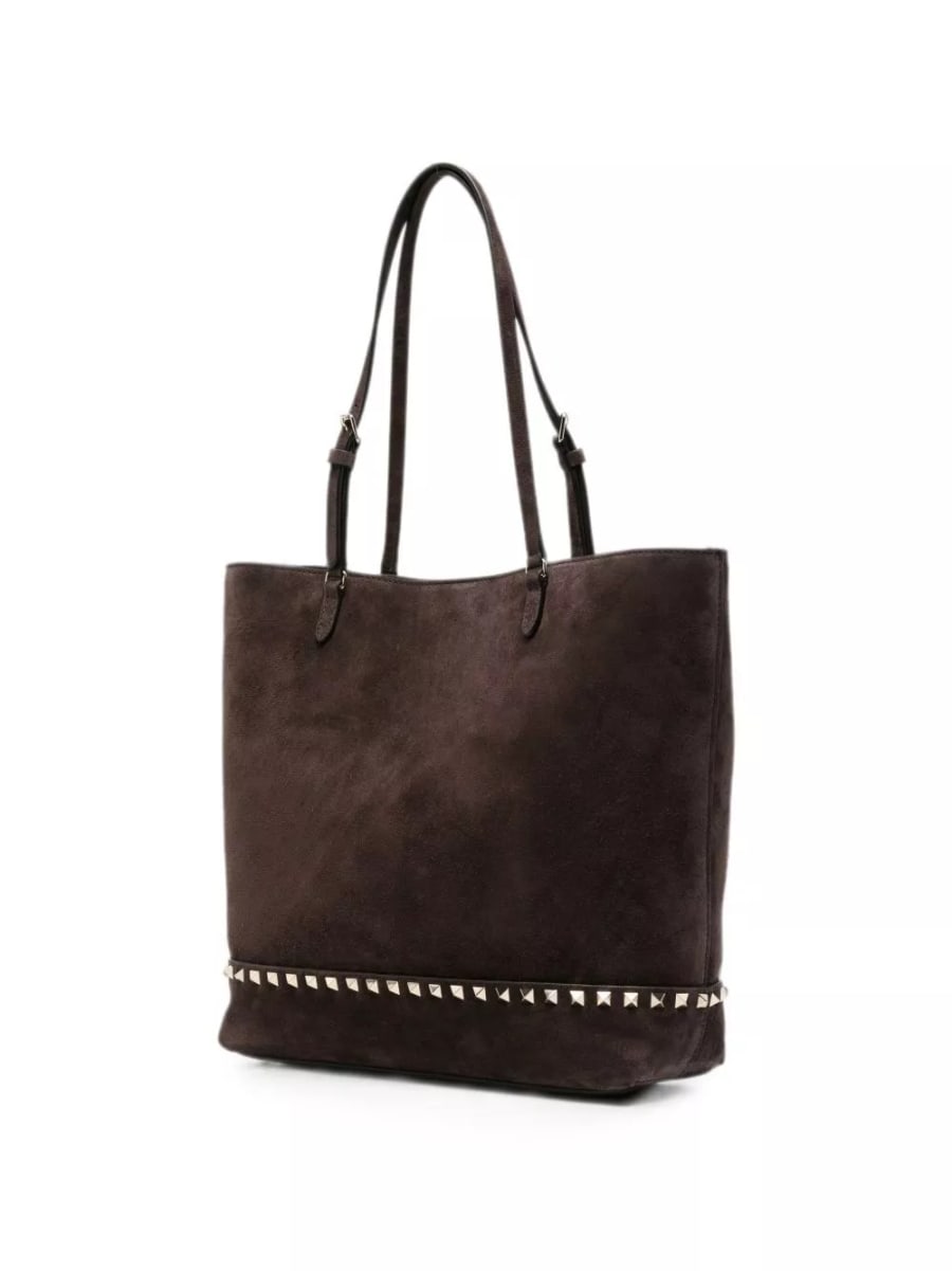 Valentino Garavani Borsa tote in pelle media Rockstud, view 3