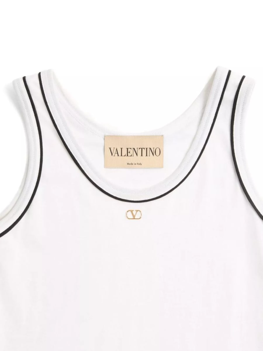 Valentino Top in cotone con logo, view 4