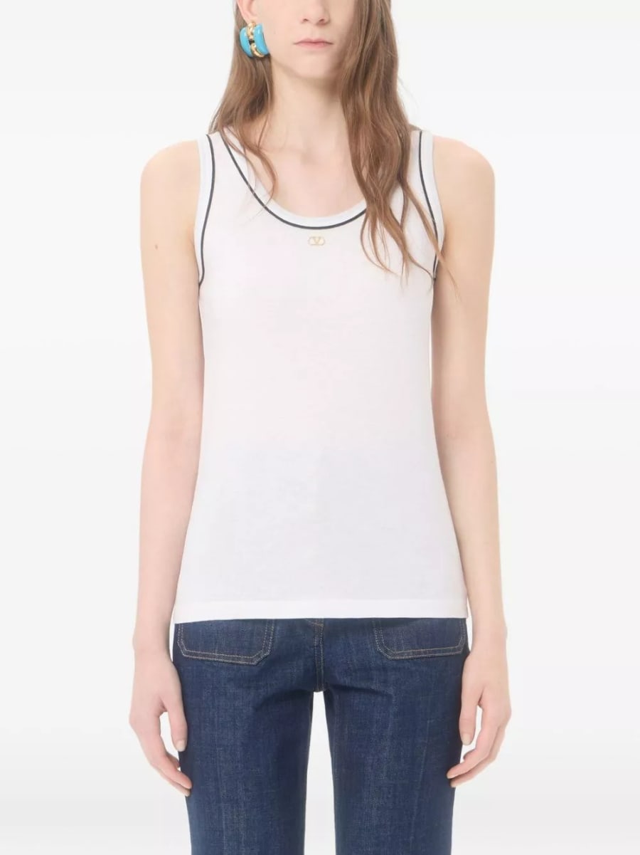 Valentino Top in cotone con logo, view 7