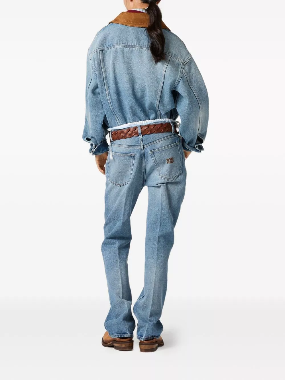Miu Miu Giacca blouson in denim e pelle