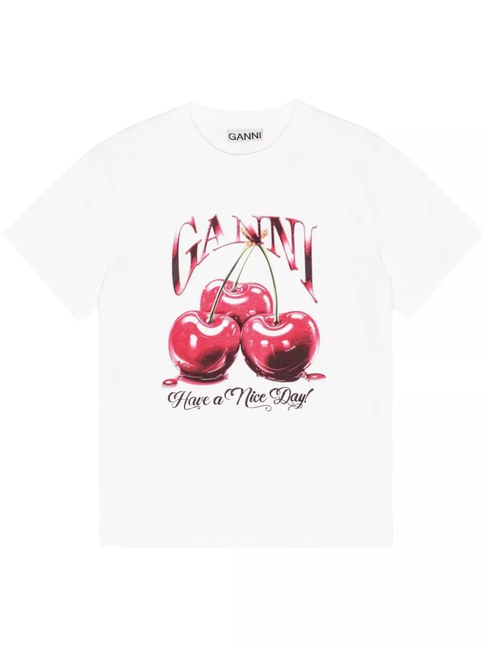 Ganni T-shirt in cotone organico Cherry