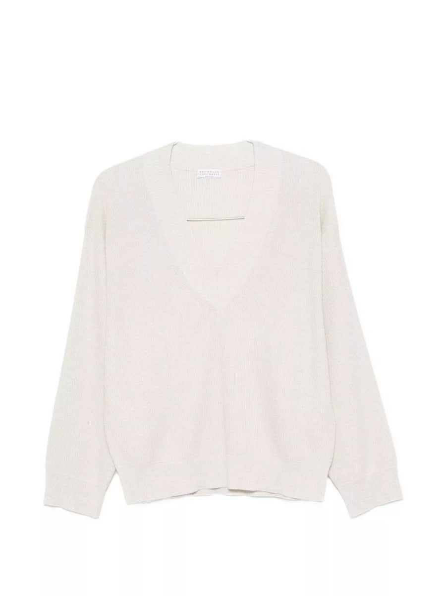 Brunello Cucinelli Maglione in cotone a scollo a V