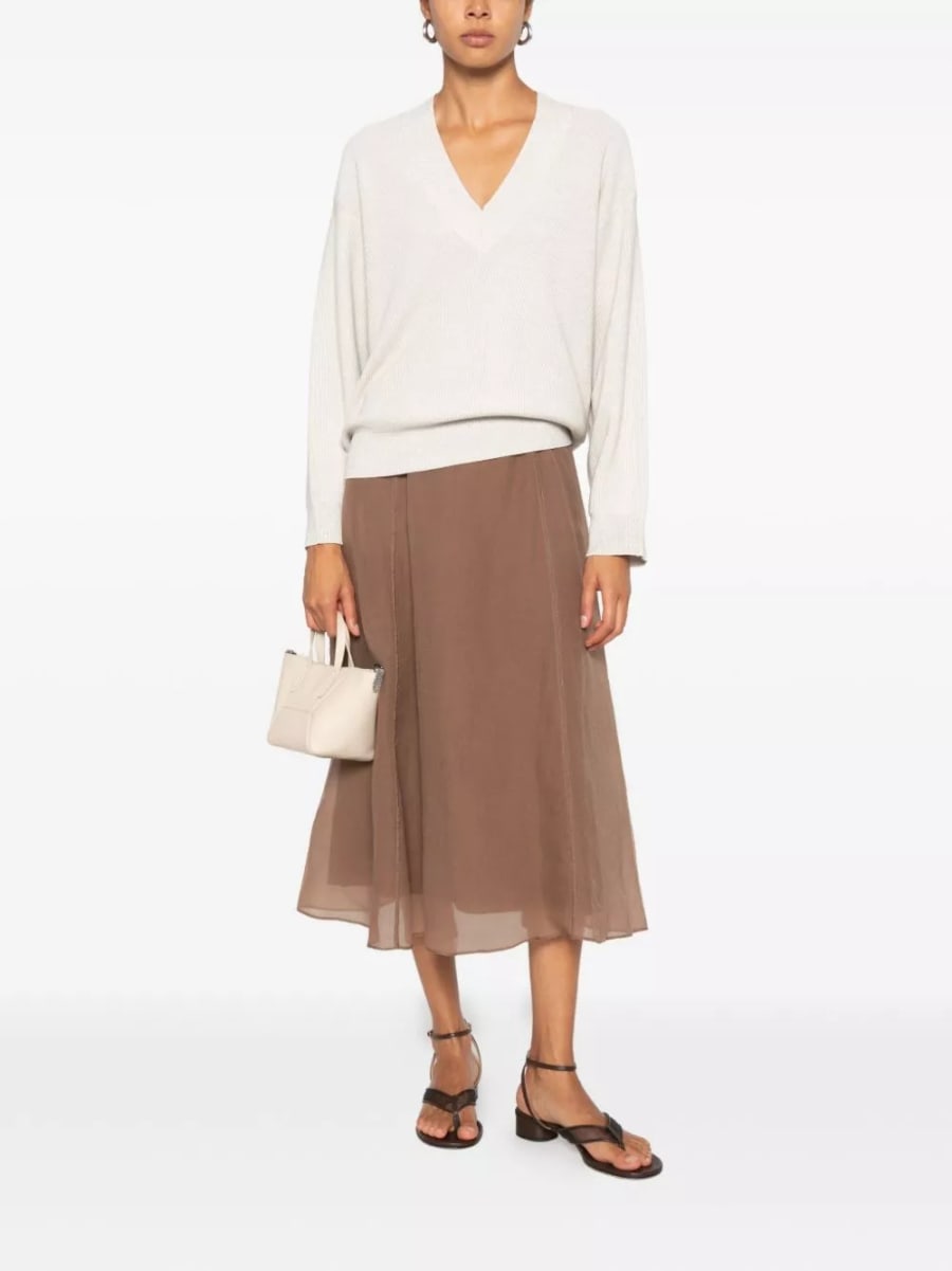 Brunello Cucinelli Maglione in cotone a scollo a V, view 4