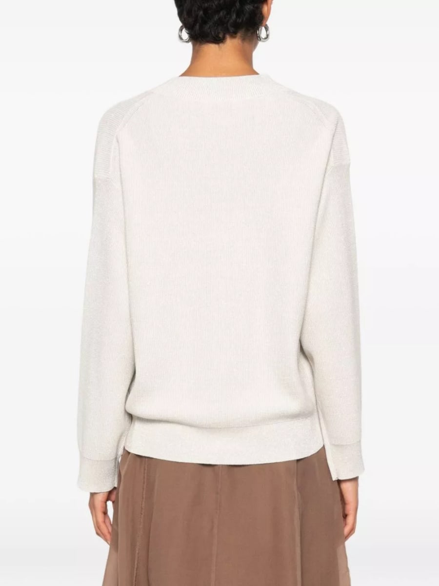Brunello Cucinelli Maglione in cotone a scollo a V, view 5
