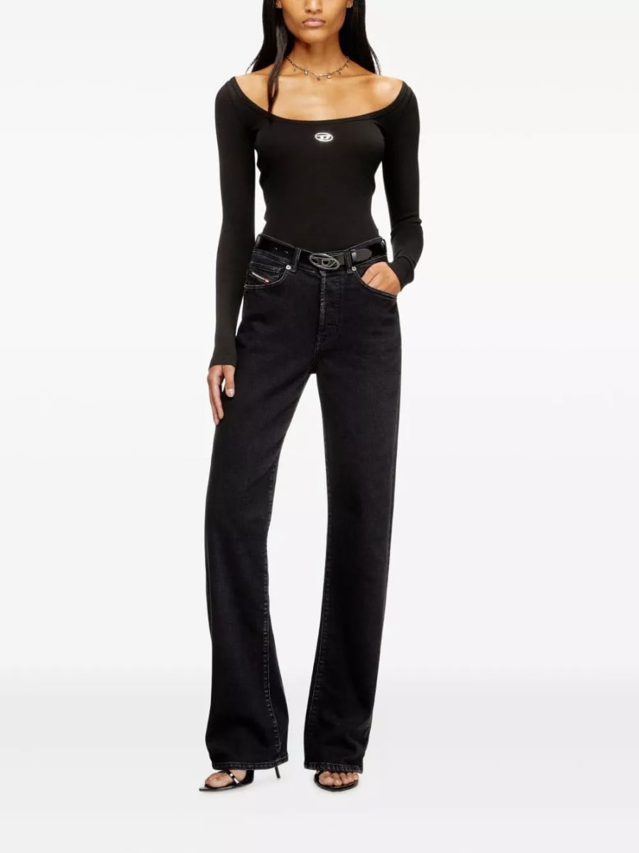 Diesel Top in cotone con logo, view 4