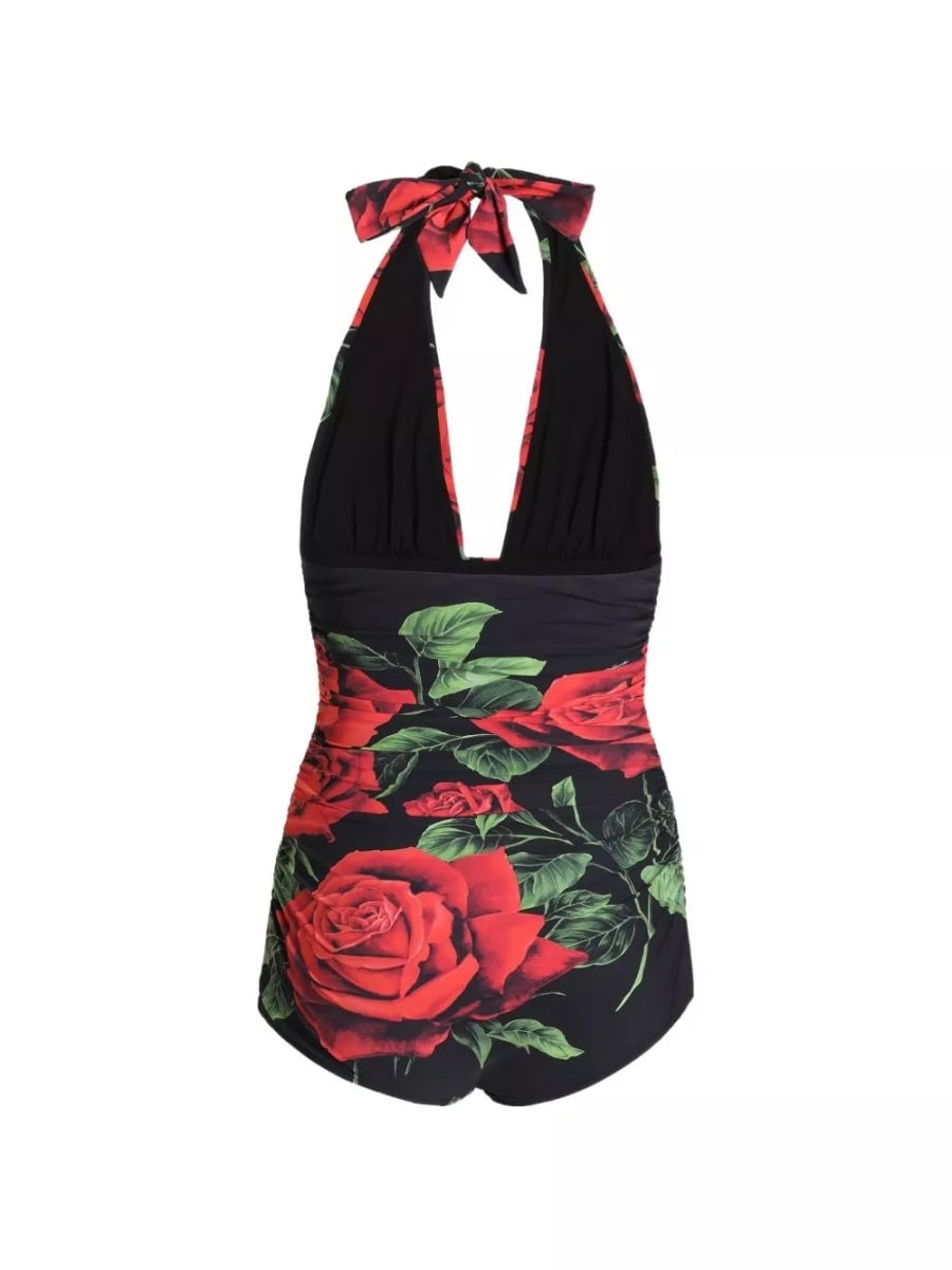 Dolce & Gabbana Costume da bagno con stampa rose, view 2