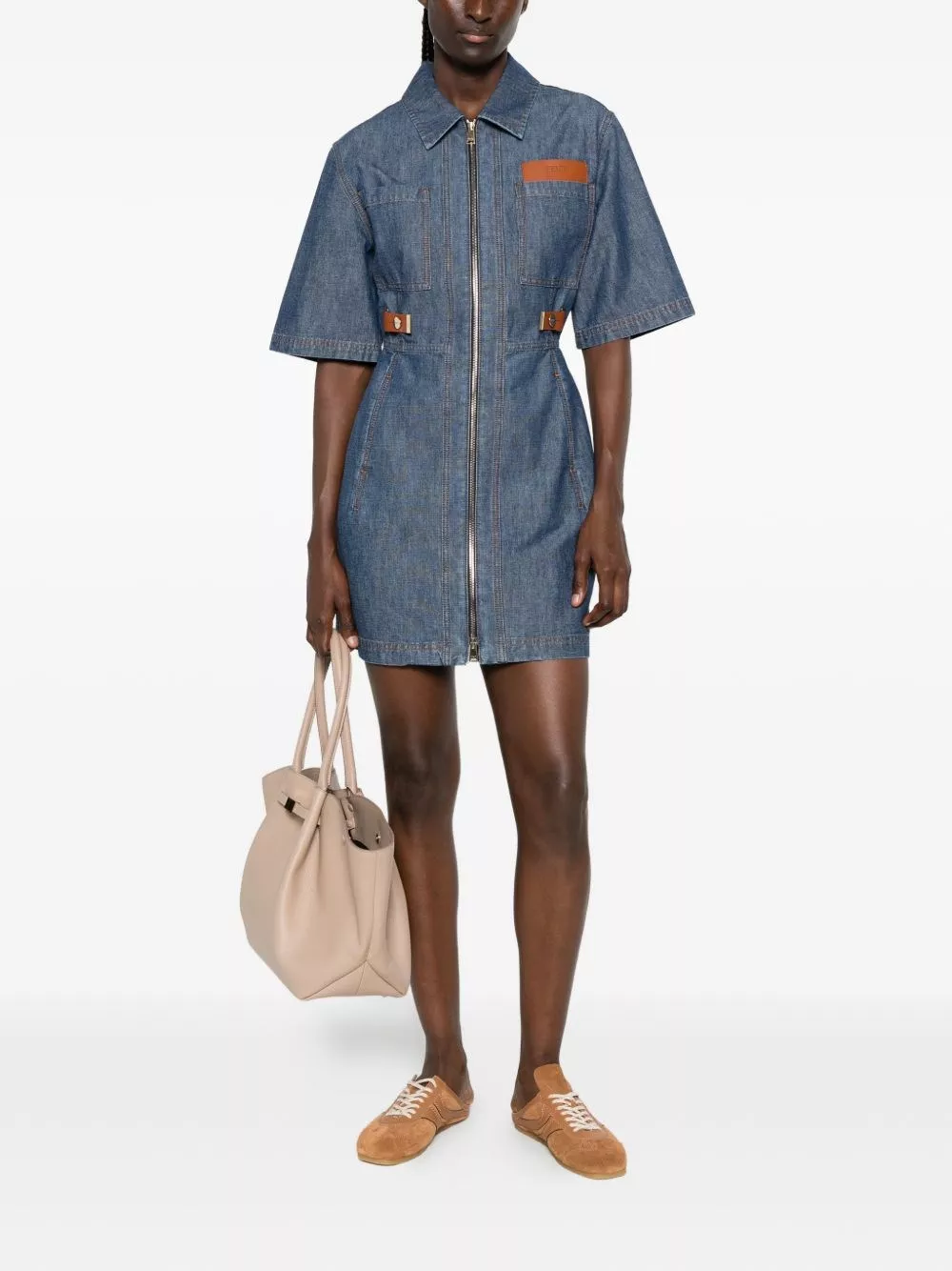 Fendi Abito corto in denim, view 2