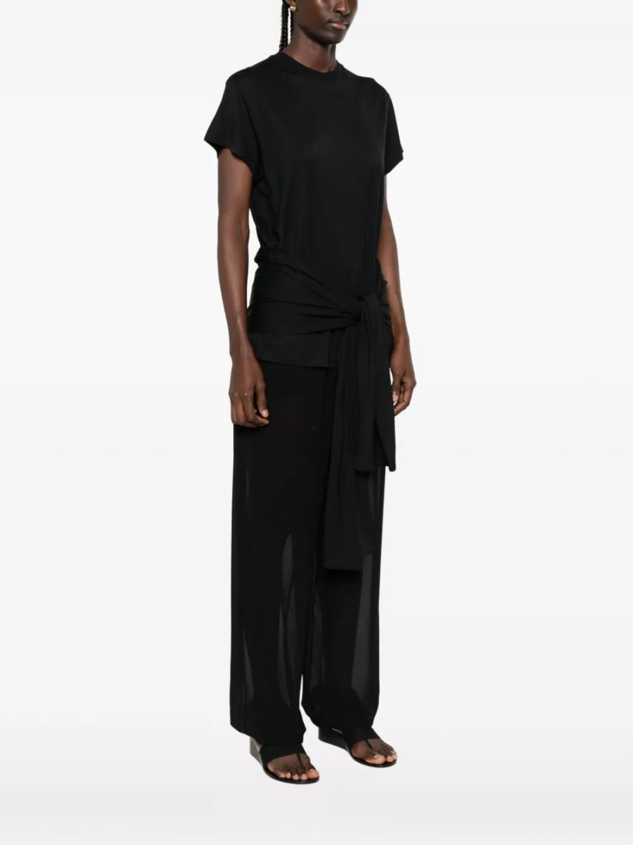 Toteme Top in misto cotone con cintura da annodare, view 2