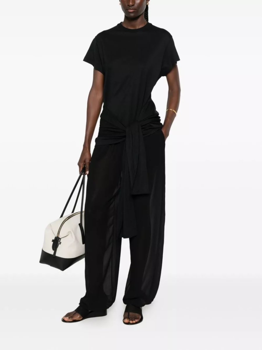 Toteme Top in misto cotone con cintura da annodare, view 5