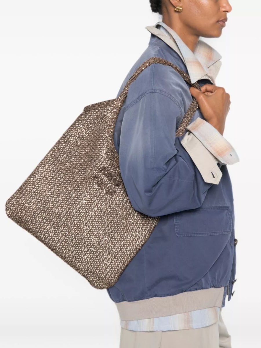 Miu Miu Borsa a spalla in rete con paillettes Ivy, view 2