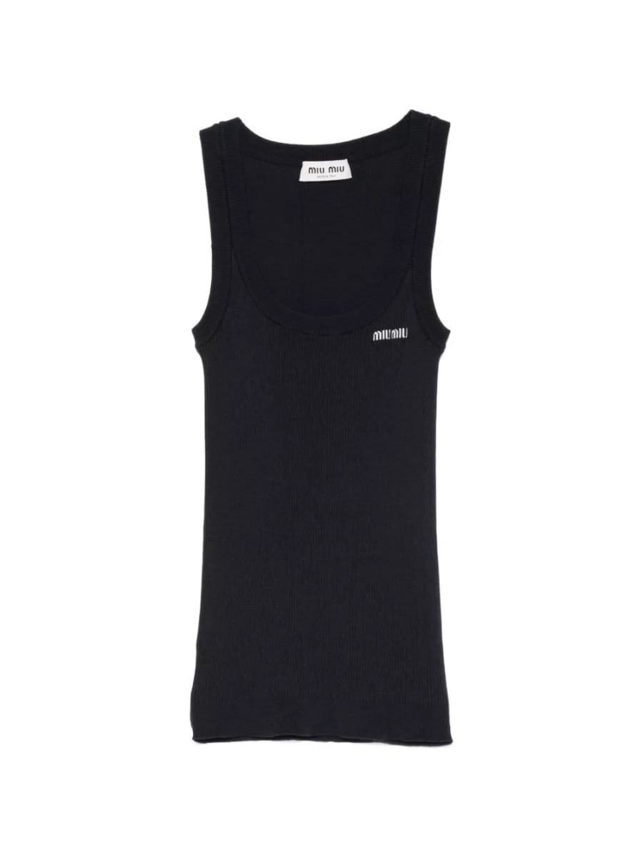 Miu Miu Top in cotone con logo