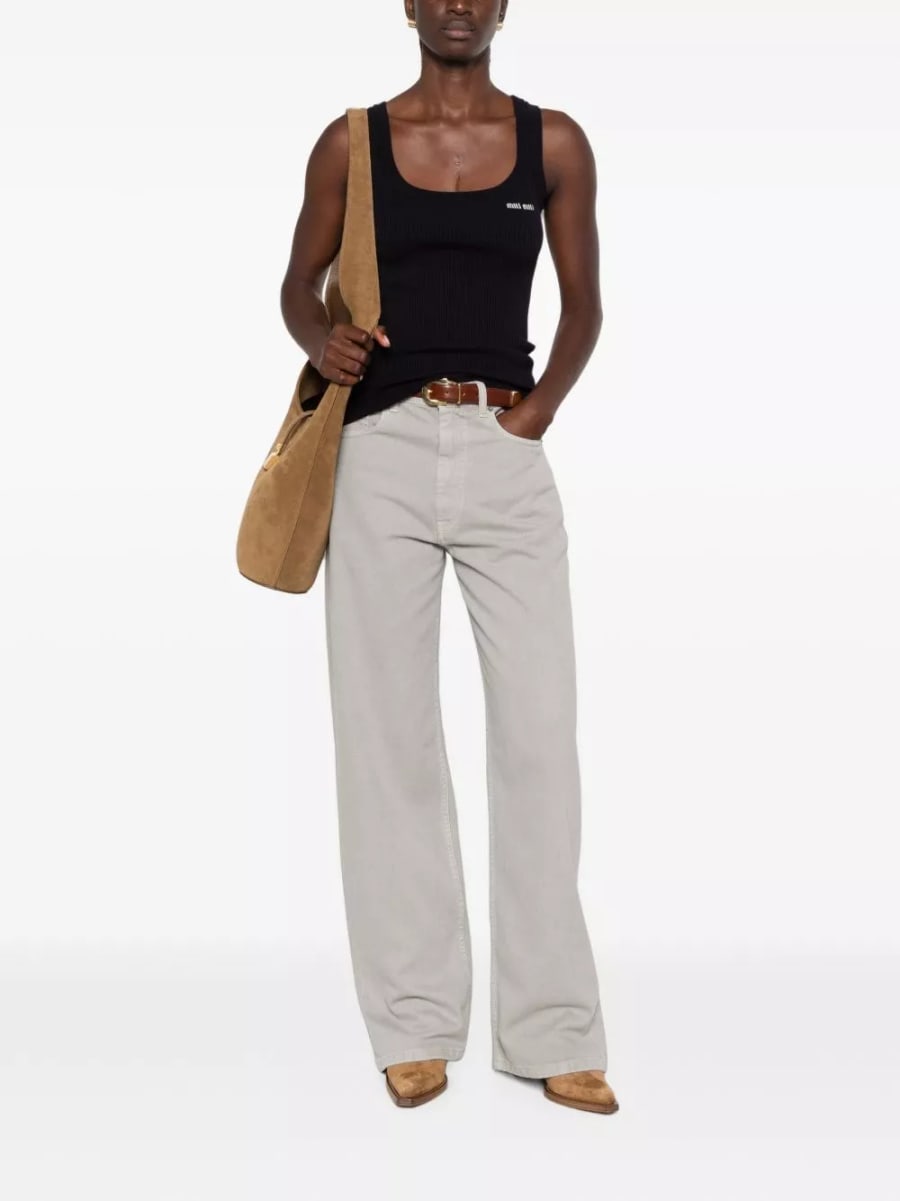 Miu Miu Top in cotone con logo, view 2