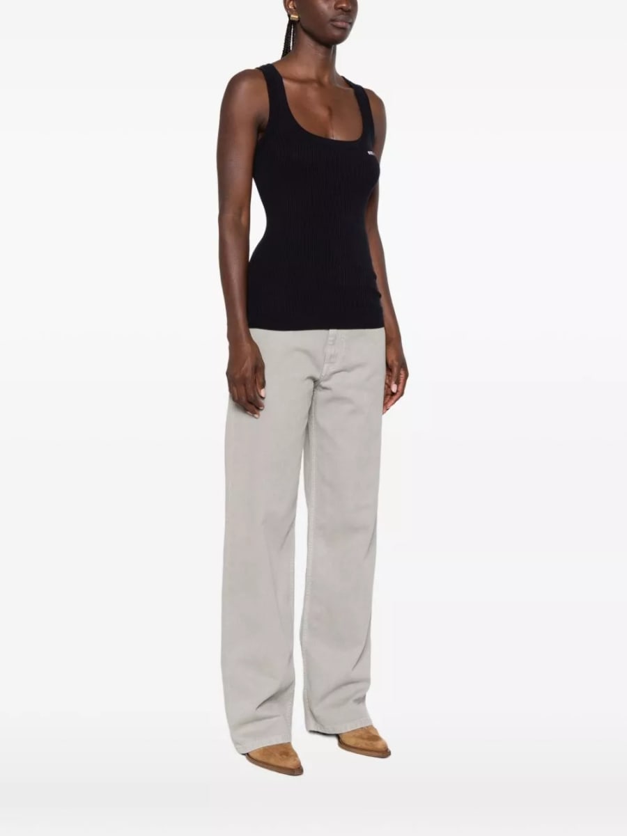 Miu Miu Top in cotone con logo, view 5