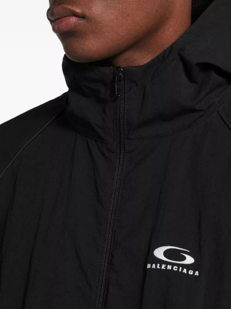 Balenciaga Giacca con cappuccio logo, view 4